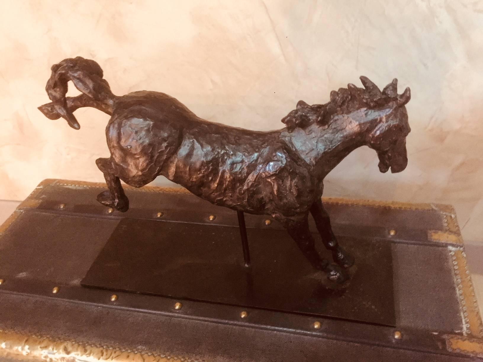 French Artist Signed Contemporary Bronze Horse in Motion 5