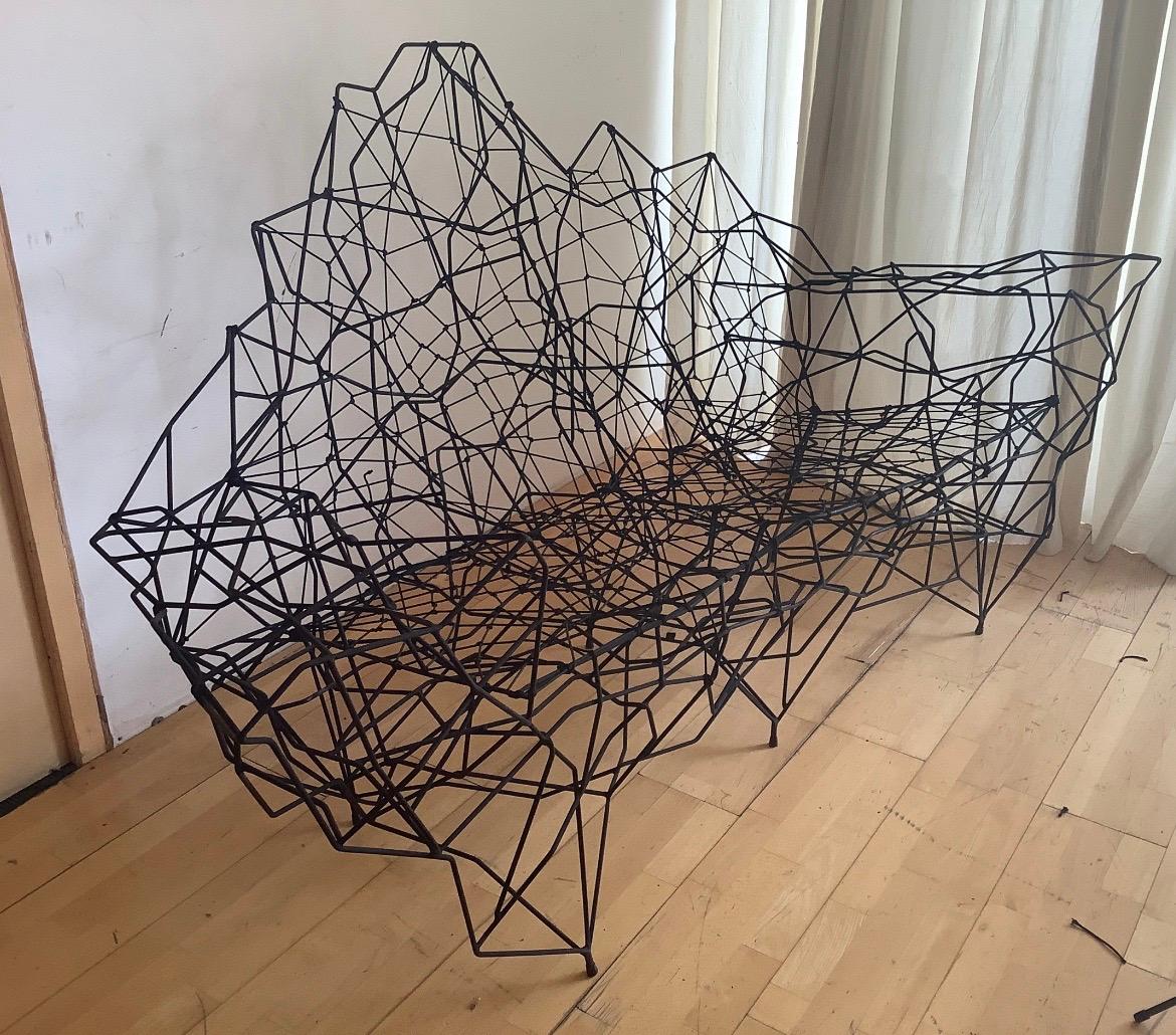 Mid-Century Modern French Artist Wrought Iron & Nylon Sculpture Sofa or Canape, Ron Arad For Sale