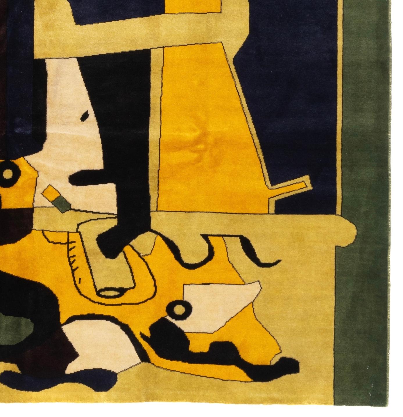 Wool French Artistic Design Inspired by Le Corbusier Rug 7'2