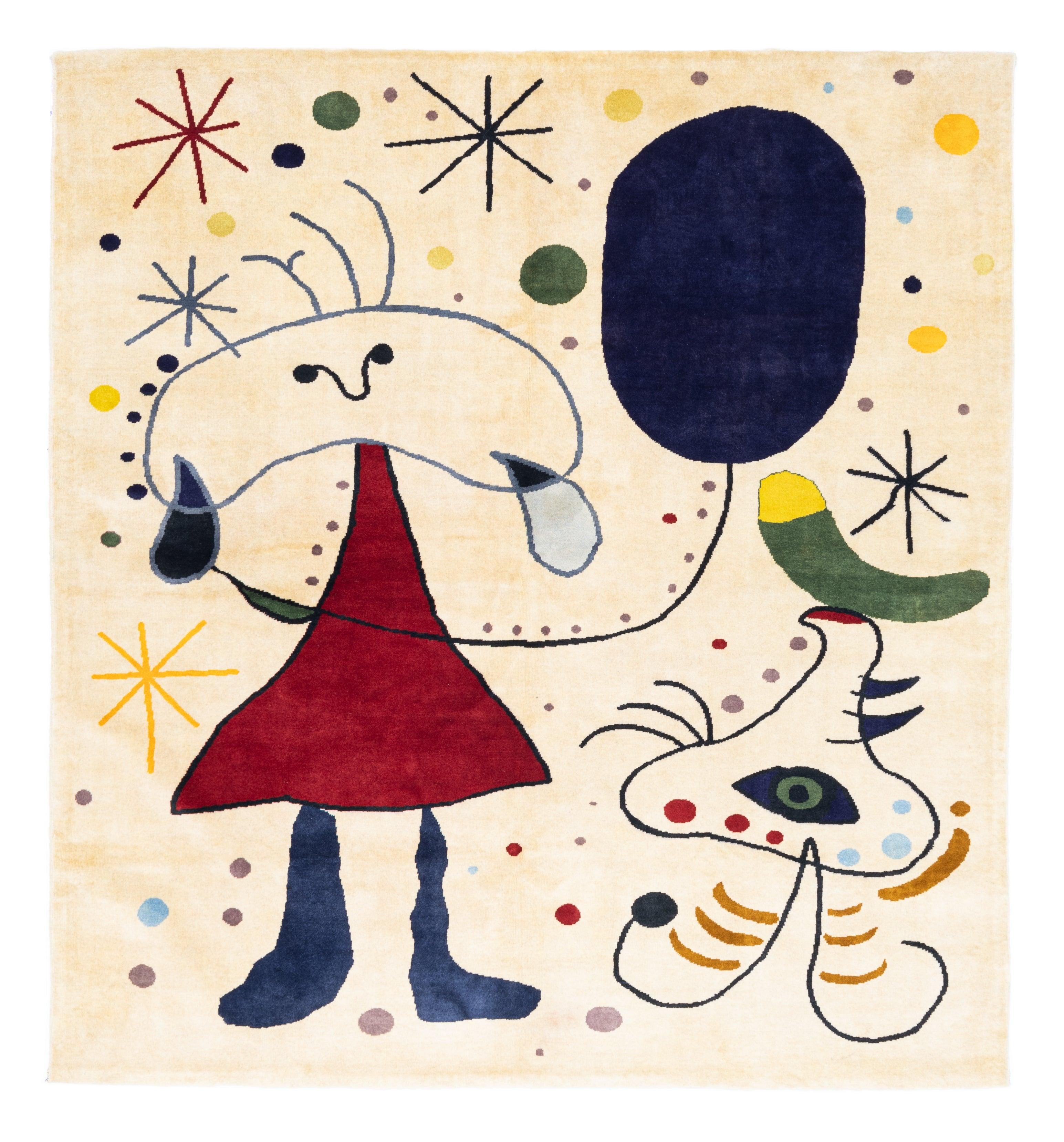French Artistic Designed after J. Miro Rug 6'0