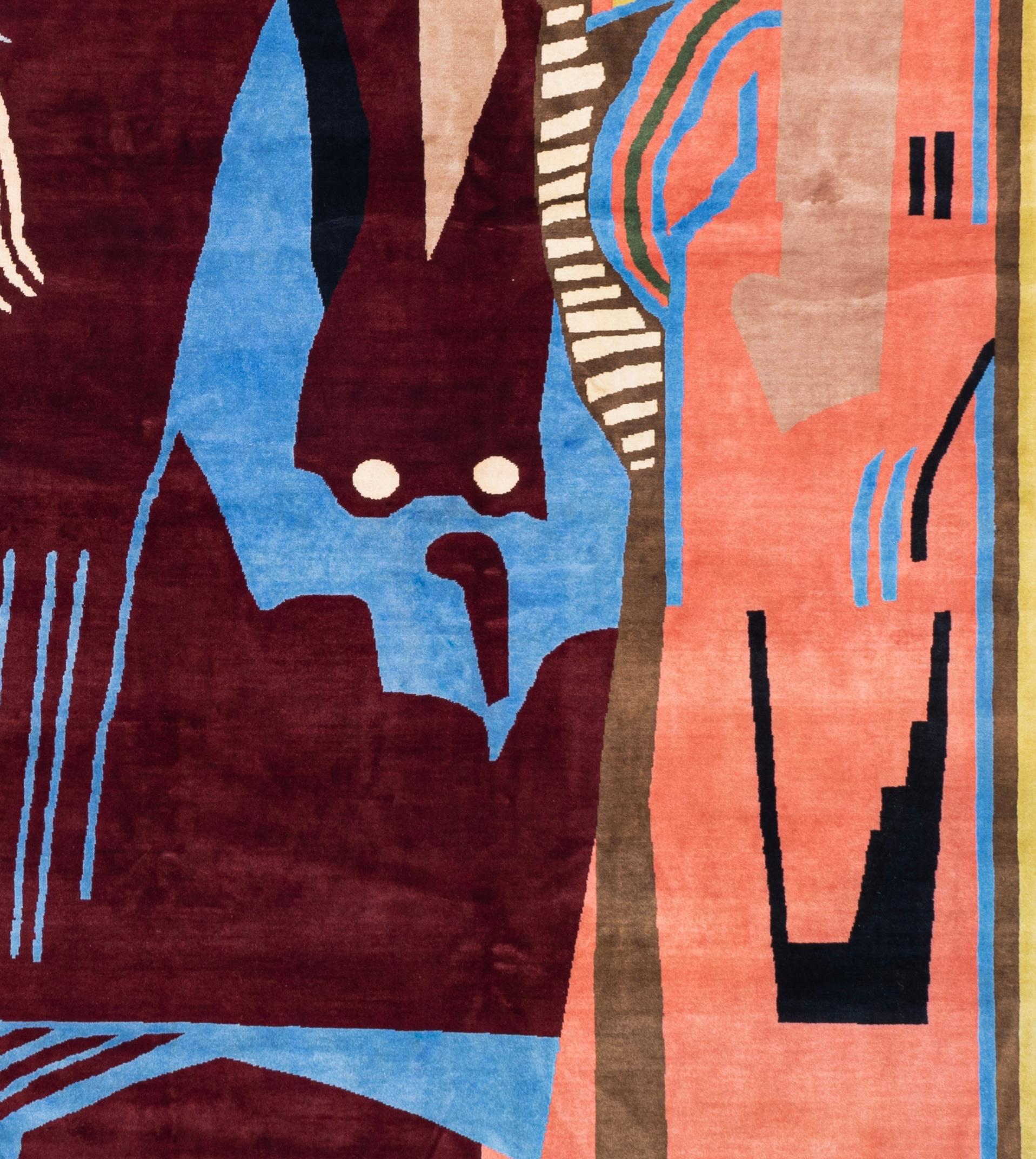 Wool French Artistic Rug by Albert Gleizes 9'7