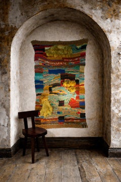 French artistic wall tapestry signed and dated 1977