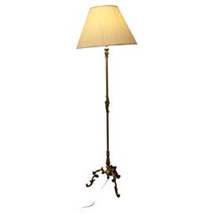 French Arts and Crafts Brass Floor Lamp Standard Lamp