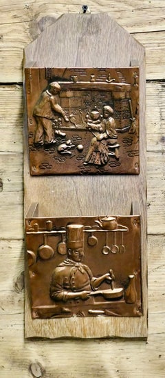 French Arts and Crafts, Copper Wall Hanging Letter Rack