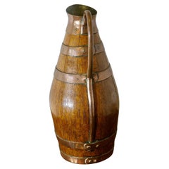 Brocca da sidro francese Arts and Crafts in Oak dorato con bande di rame