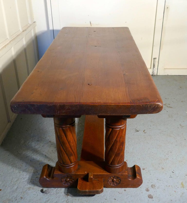 French Arts and Crafts Golden Oak Refectory Table at 1stDibs