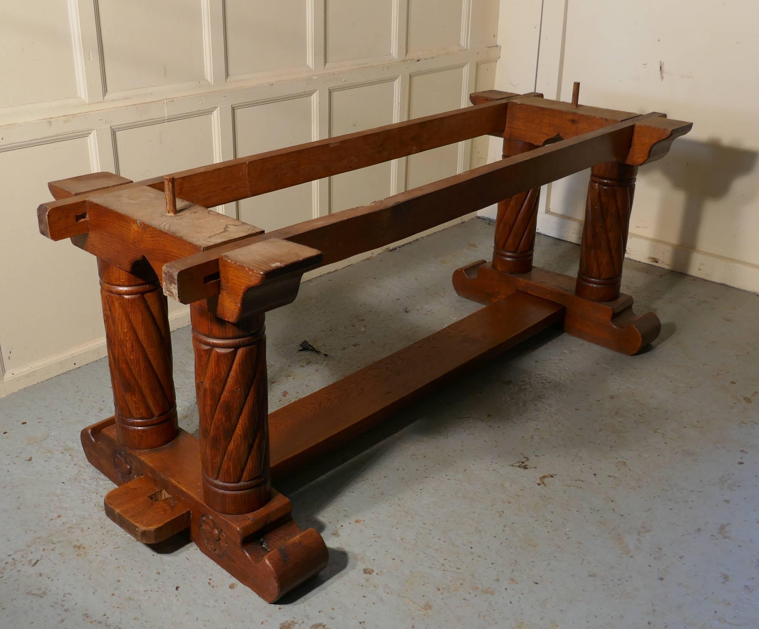 French Arts and Crafts Golden Oak Refectory Table 9