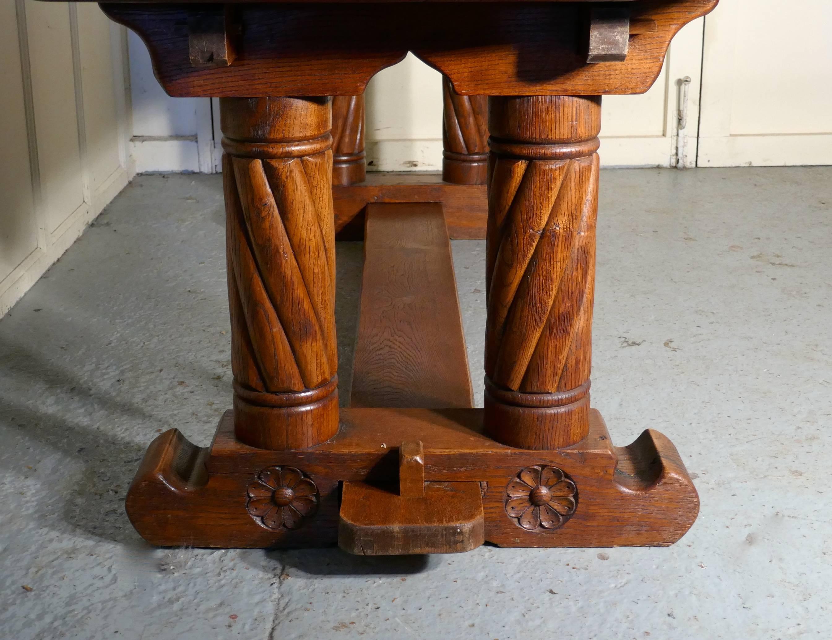 French Arts and Crafts Golden Oak Refectory Table 4