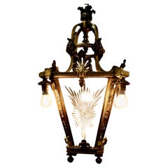 Antique French Arts and Crafts Gothic Hall Lantern Ceiling Light