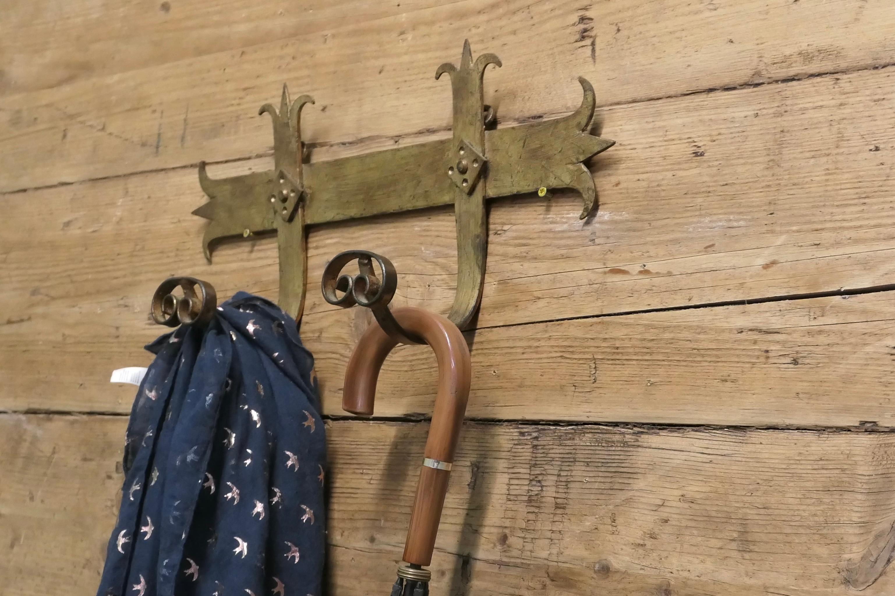 French Arts and Crafts Gothic Style Coat Hooks  Hand Made in Iron For Sale 1