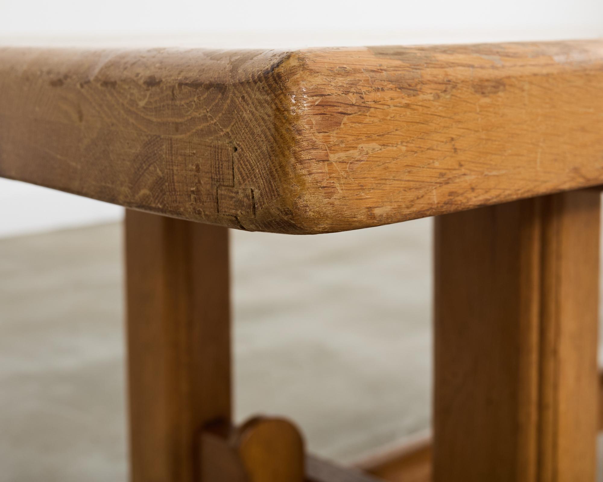 French Arts and Crafts Oak Farmhouse Trestle Dining Table 5