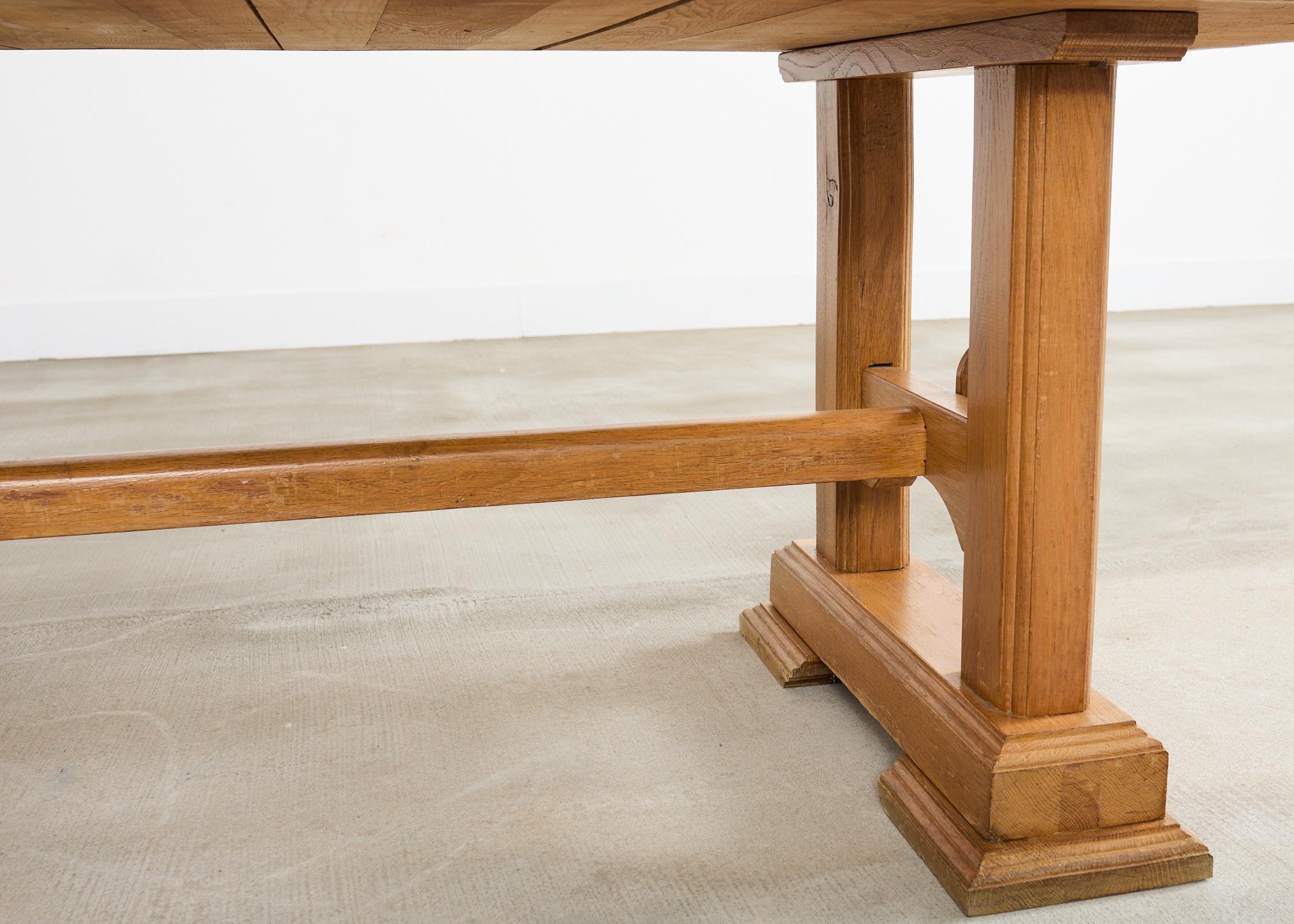 French Arts and Crafts Oak Farmhouse Trestle Dining Table 10
