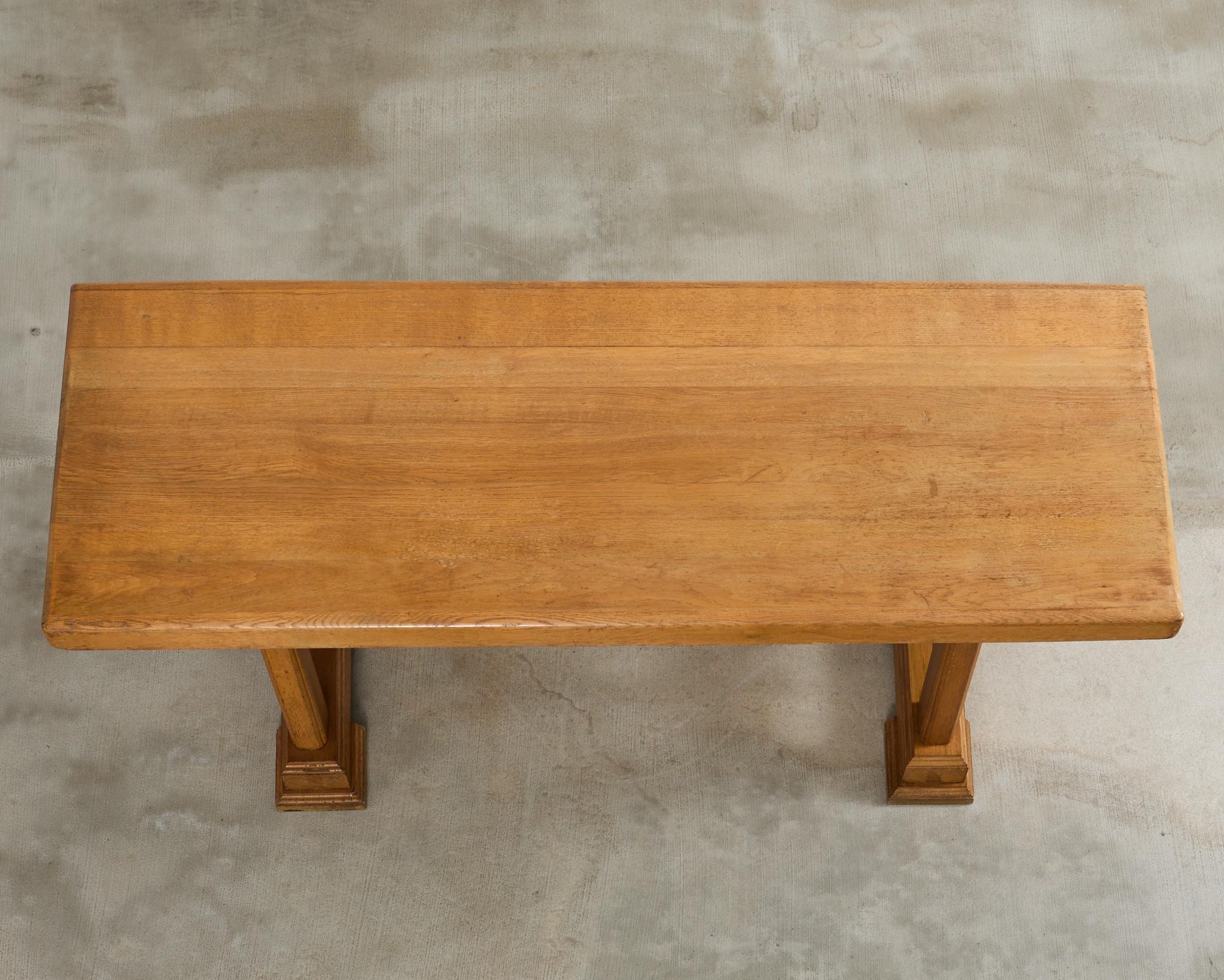 20th Century French Arts and Crafts Oak Farmhouse Trestle Dining Table