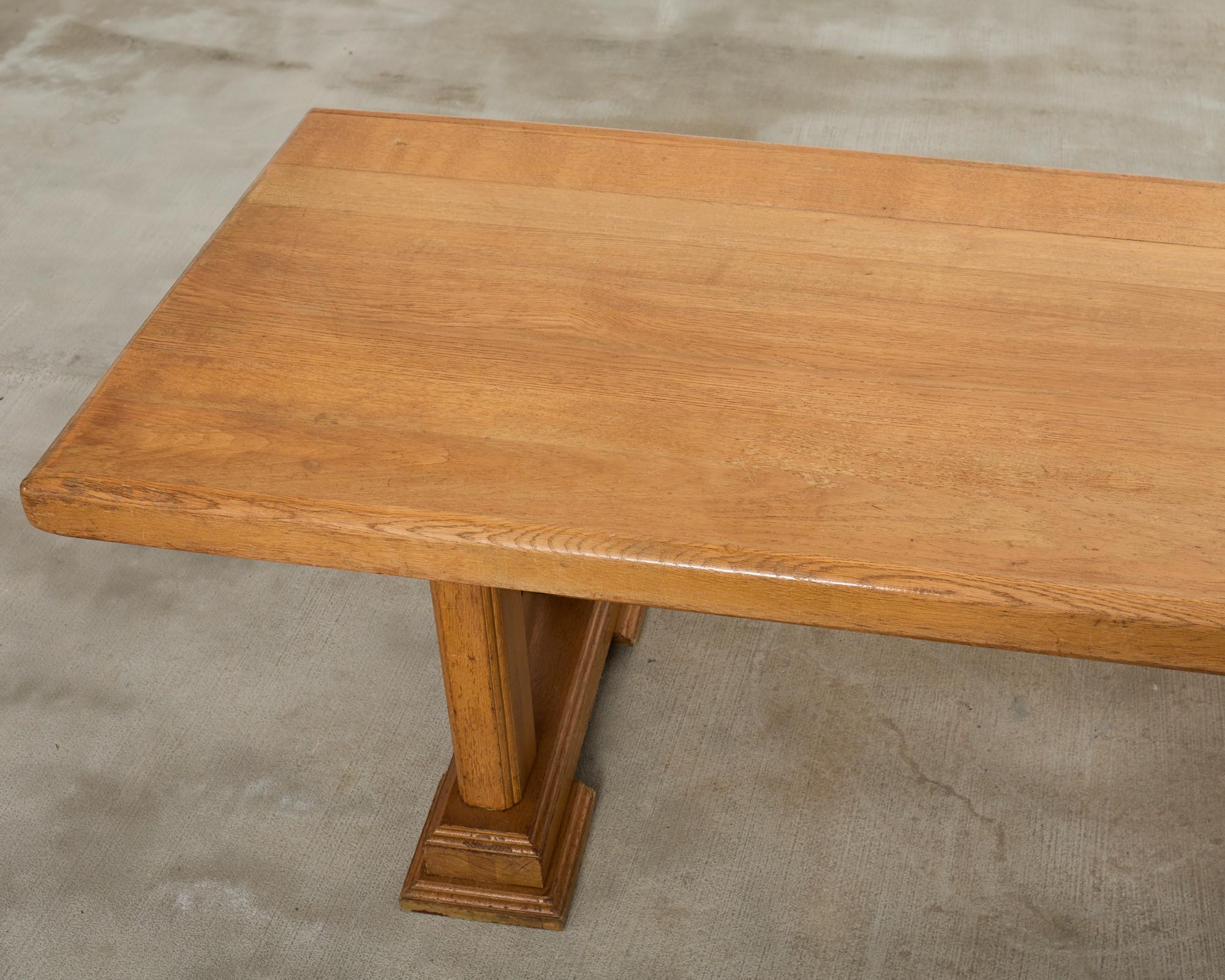 French Arts and Crafts Oak Farmhouse Trestle Dining Table 2
