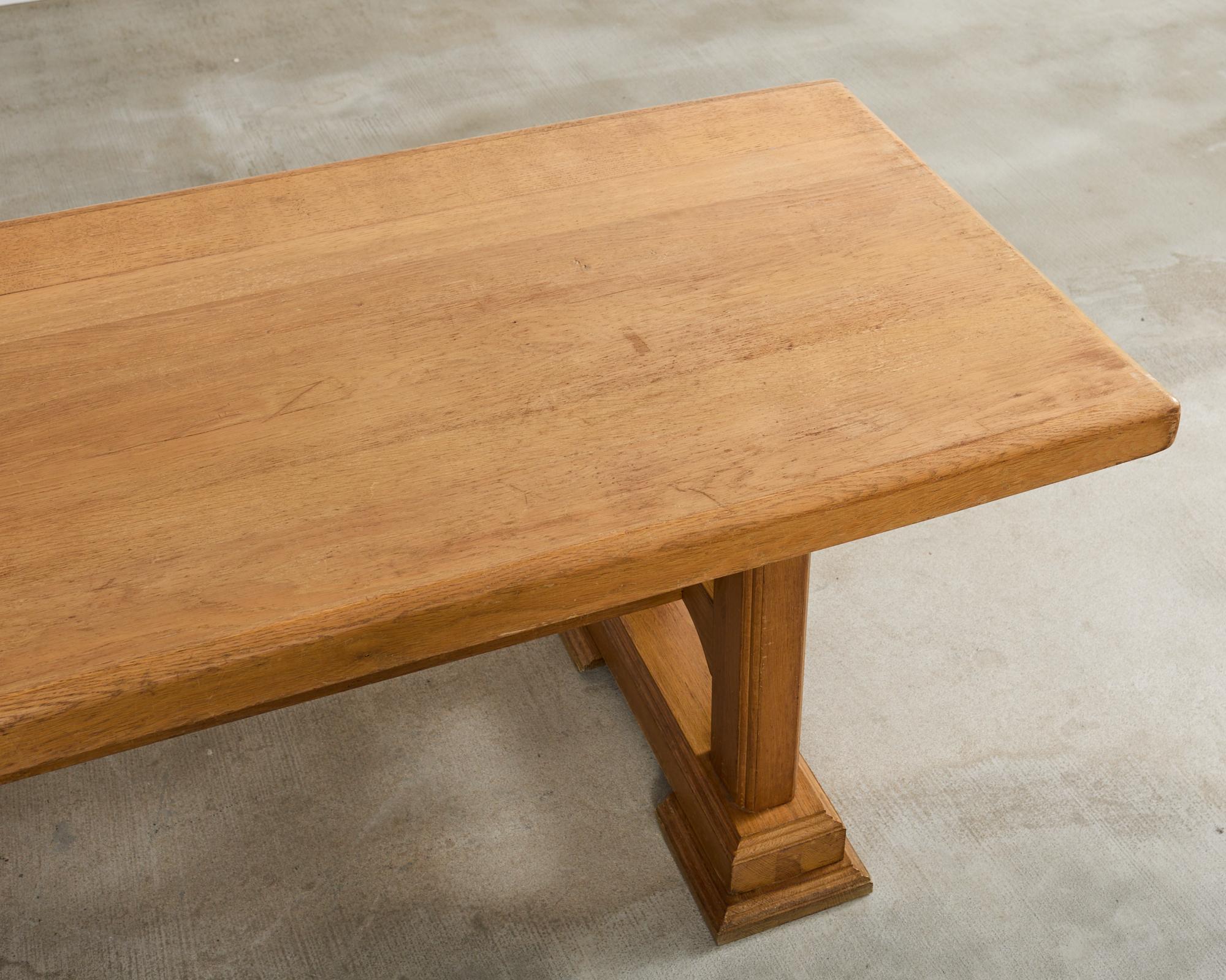 French Arts and Crafts Oak Farmhouse Trestle Dining Table 3