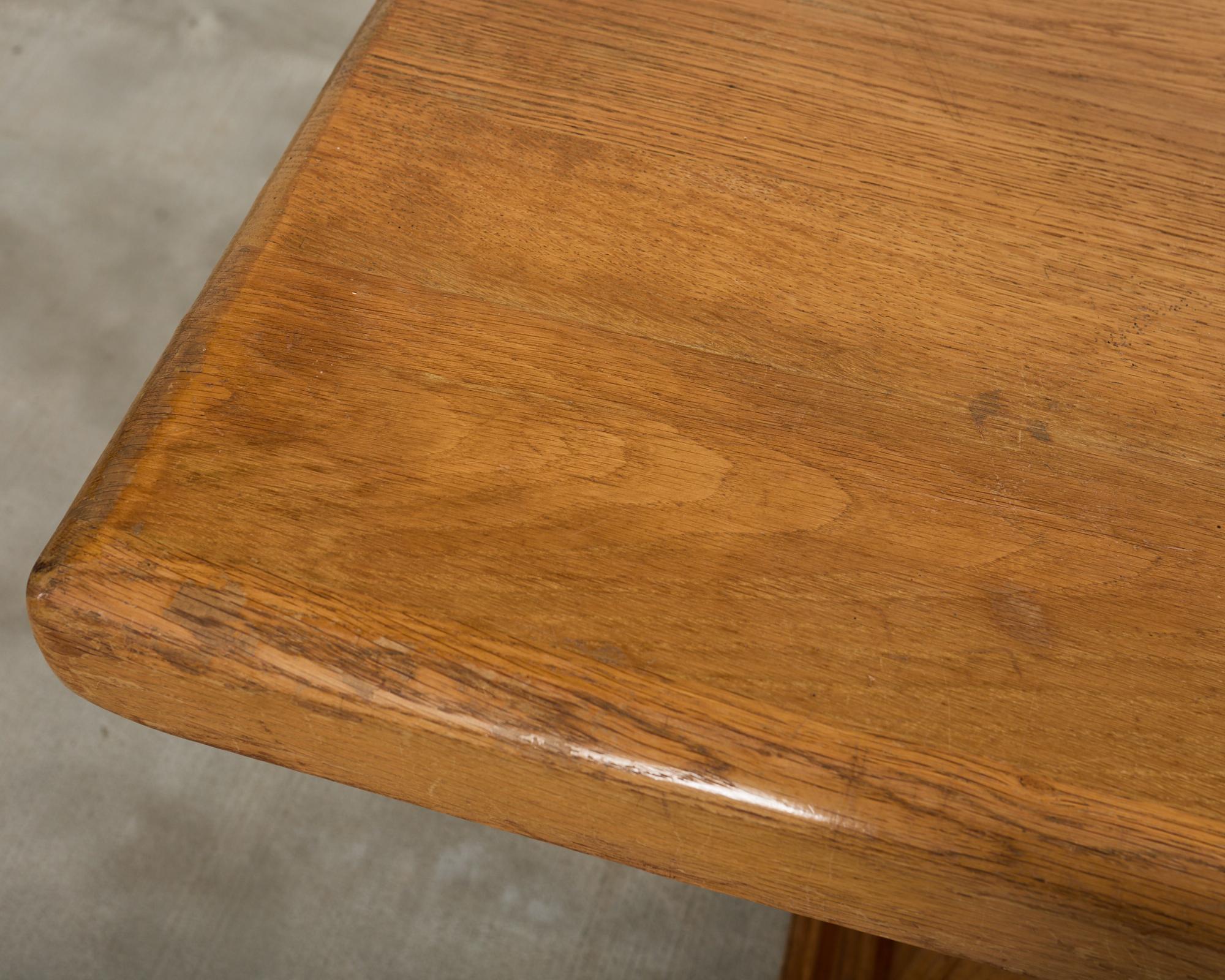 French Arts and Crafts Oak Farmhouse Trestle Dining Table 4