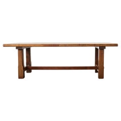 French Arts and Crafts Oak Farmhouse Trestle Dining Table