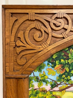 Huge French Arts & Crafts Painting Shepherd & Flock in Landscape, Ornate Frame