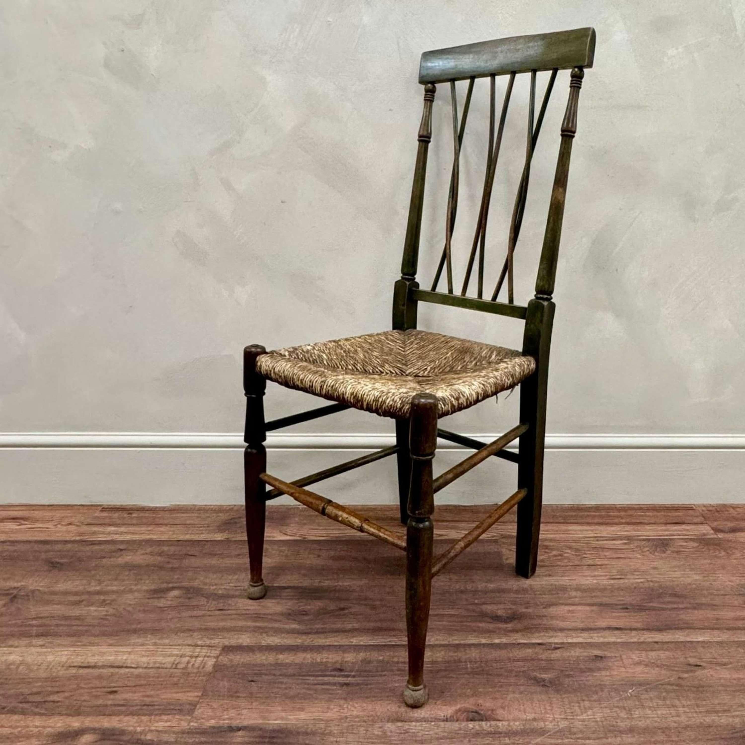 French Arts and Crafts Rush Seated Chair For Sale 2