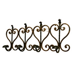 Superb Arts and Crafts Hand Forged Wrought Iron Hall Coat Rack and ...