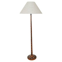 French Arts & Crafts Painted Cicada Floor Lamp