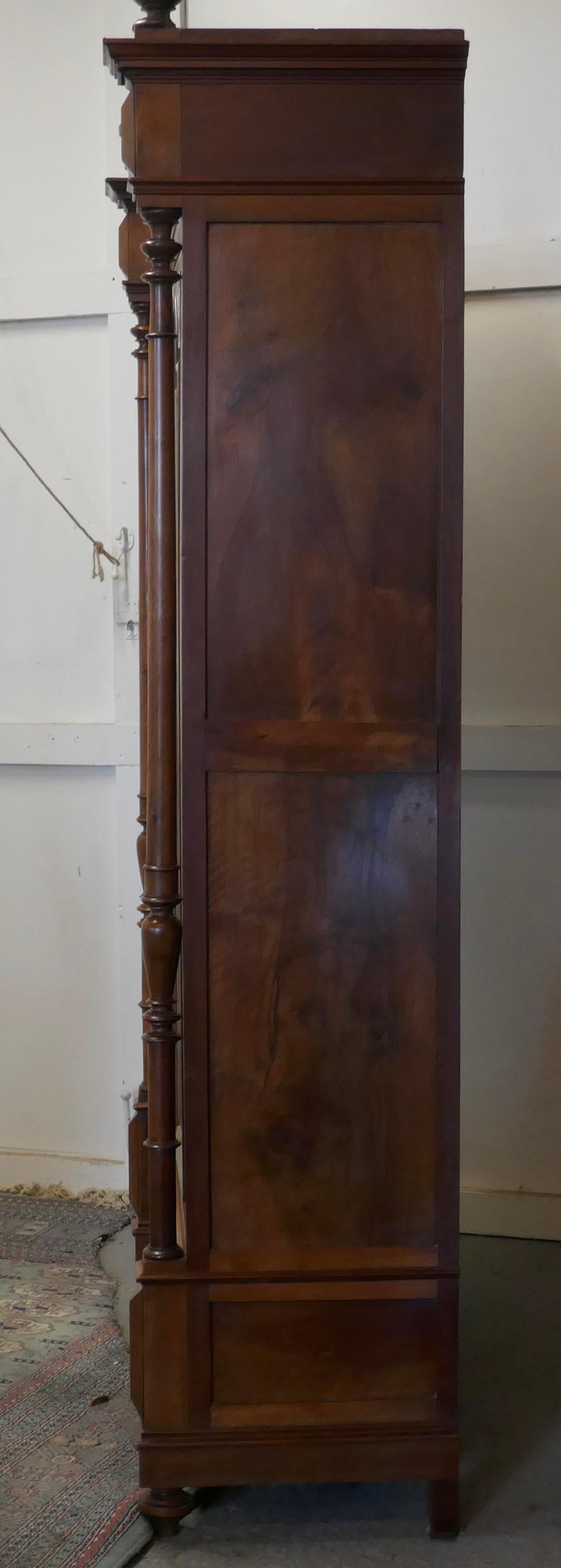 French Arts & Crafts Walnut Mirror Double Door Armoire In Good Condition For Sale In Chillerton, Isle of Wight