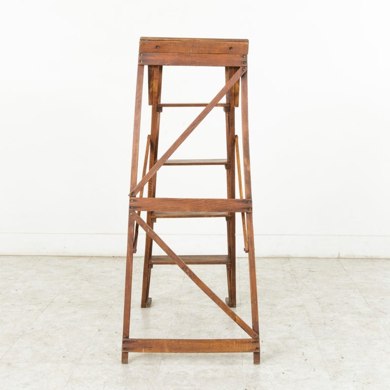 French Ash Library Ladder or Shelves with Five Steps, circa 1900 at 1stDibs
