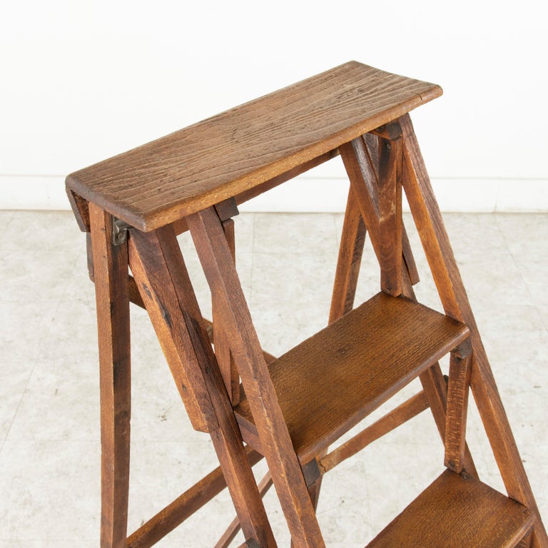 French Ash Library Ladder or Shelves with Five Steps, circa 1900 at 1stDibs