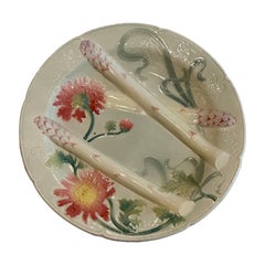 French asparagus plates, set of 4, St Clément, Aesthetic Movement, 19th century