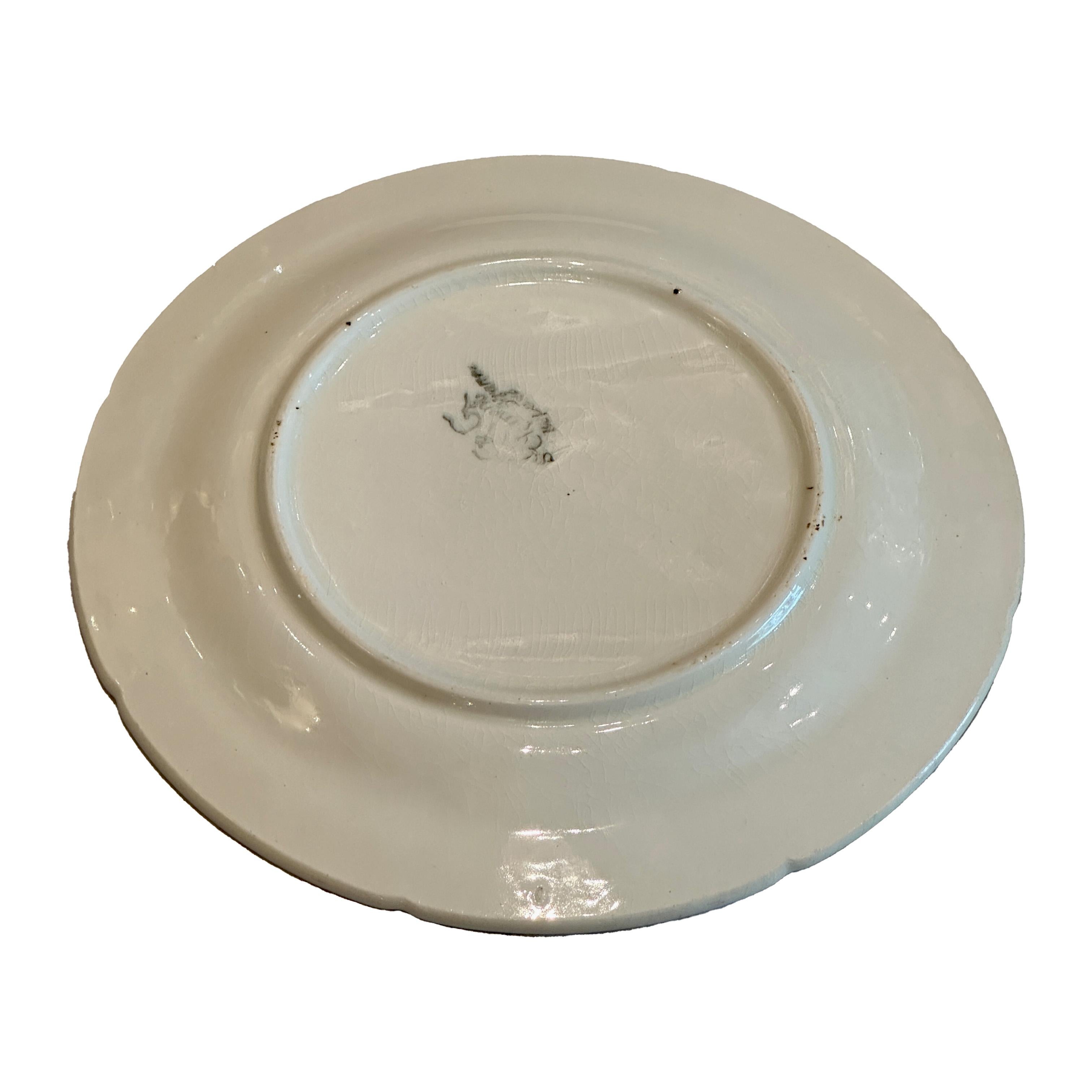 Ceramic French asparagus plates, set of 4, St Clément, Aesthetic Movement, 19th century For Sale