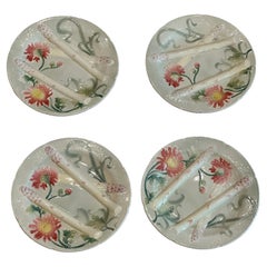 Platos franceses para espárragos, juego de 4, St Clément, Aesthetic Movement, S. XIX