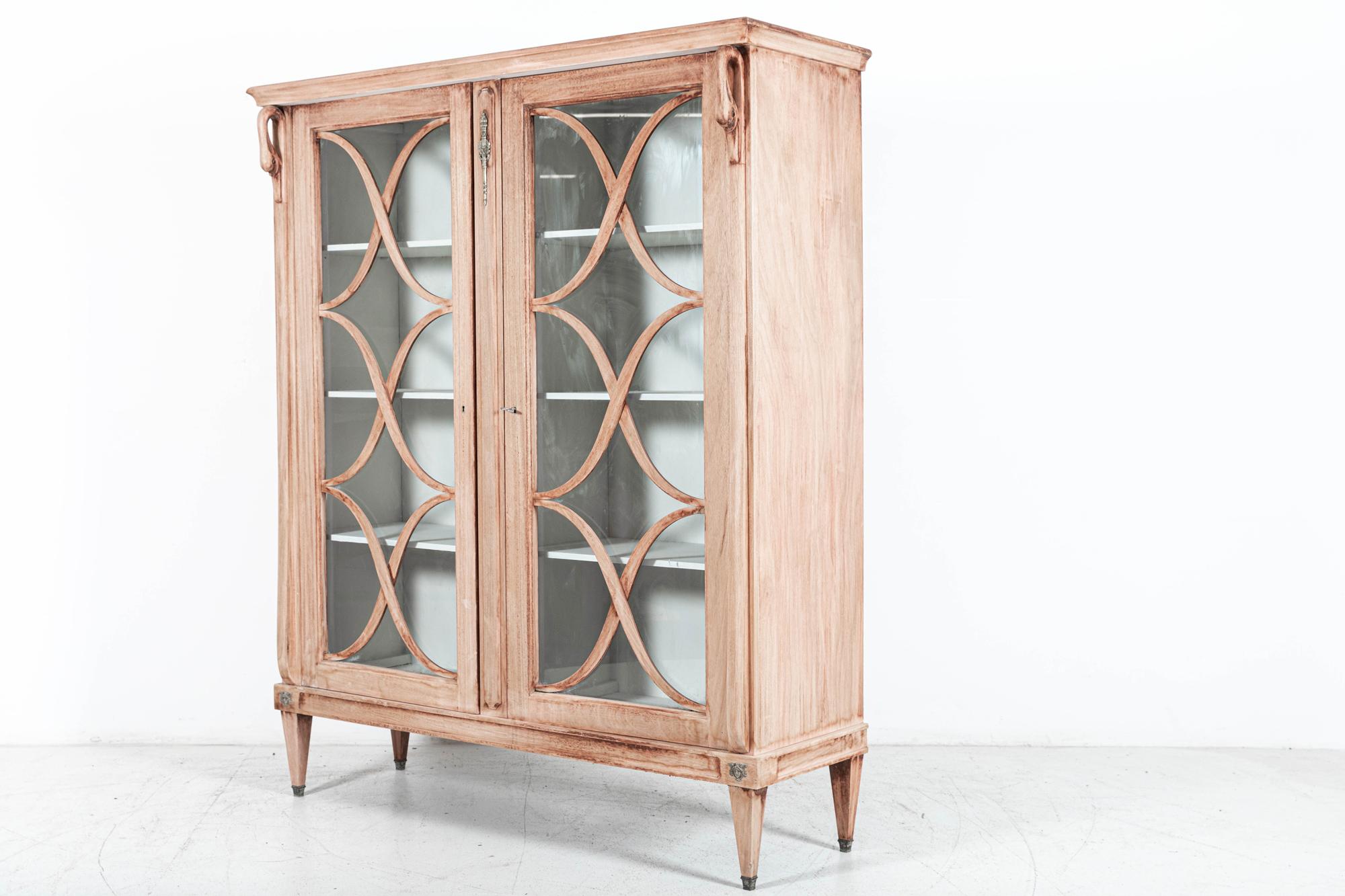 French Astral Glazed Bleached Mahogany Bookcase/Vitrine In Good Condition In Staffordshire, GB