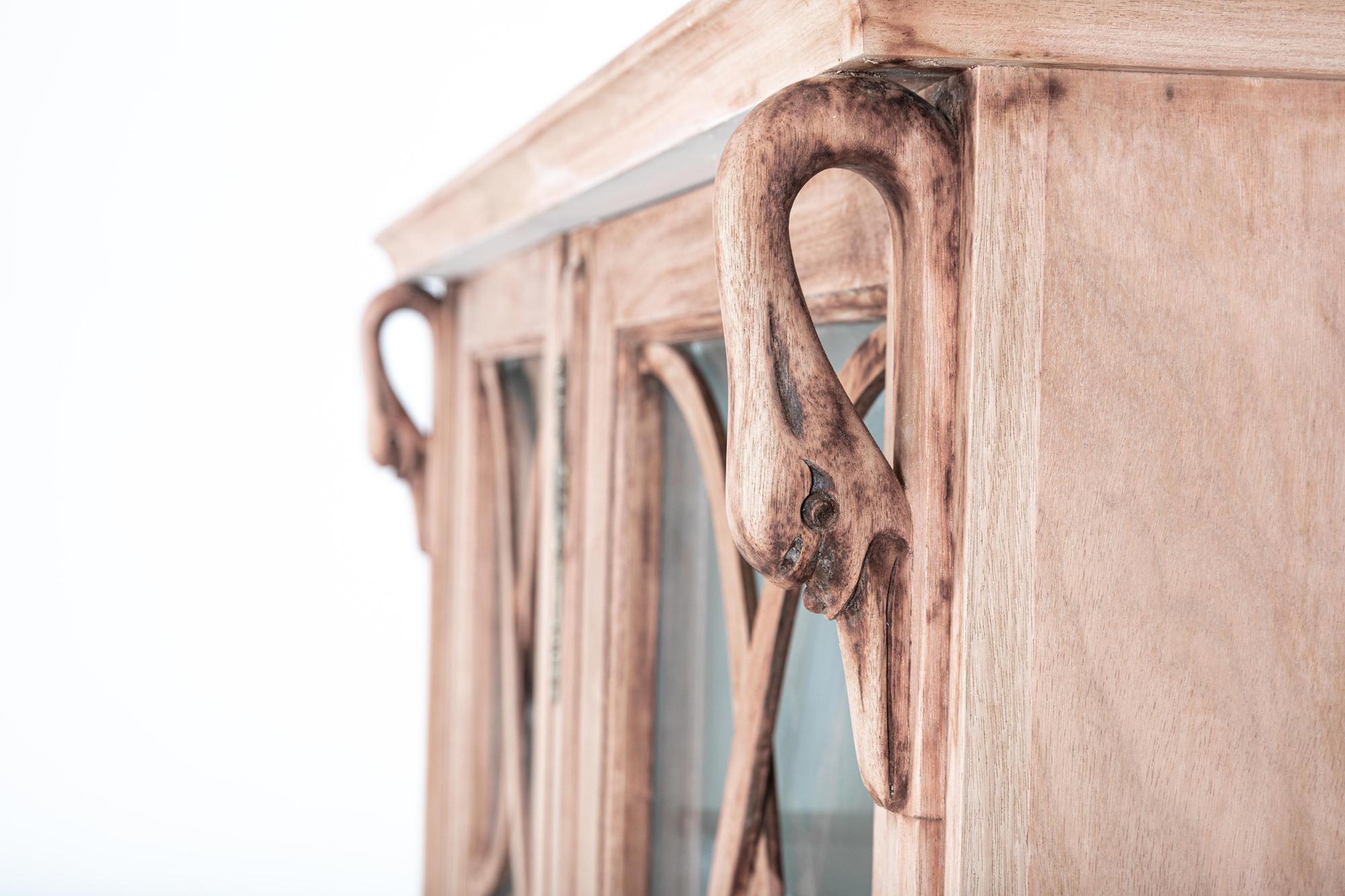 Early 20th Century French Astral Glazed Bleached Mahogany Bookcase/Vitrine