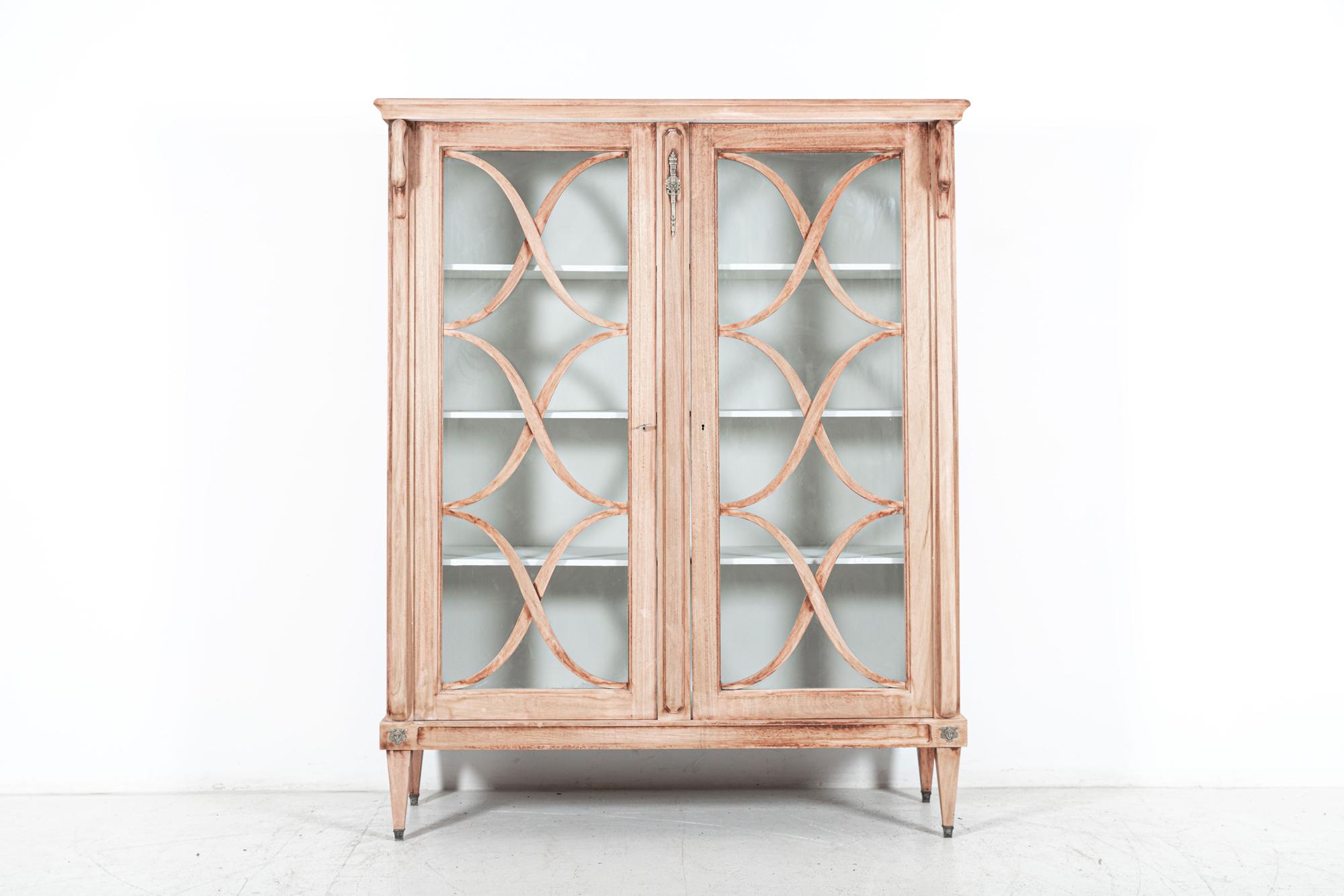 French Astral Glazed Bleached Mahogany Bookcase/Vitrine 2