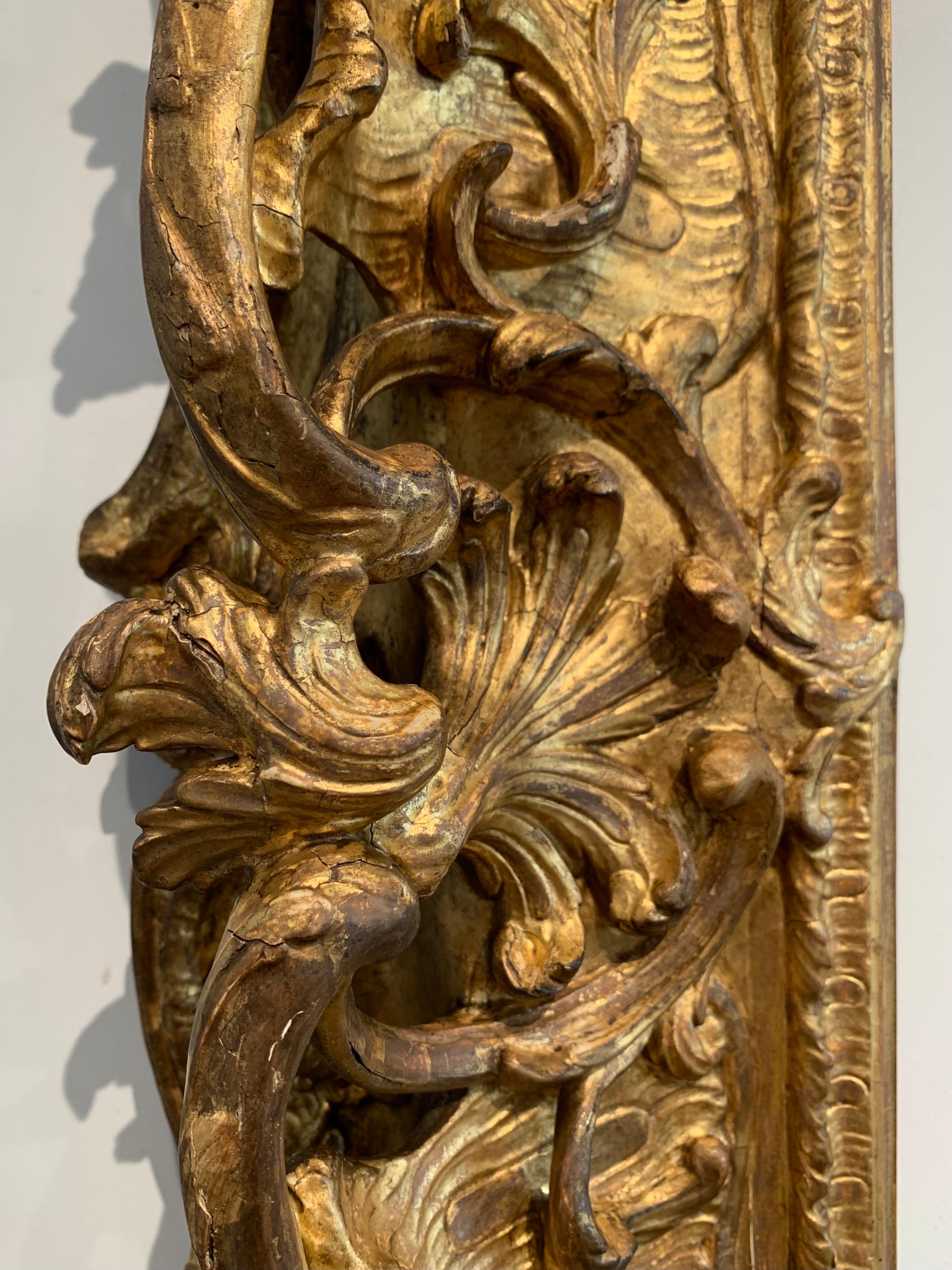 Französisch Asymmetrisch 18. Jh. Rokokorahmen, geschnitztes und vergoldetes Holz, um 1735-40 im Angebot 6