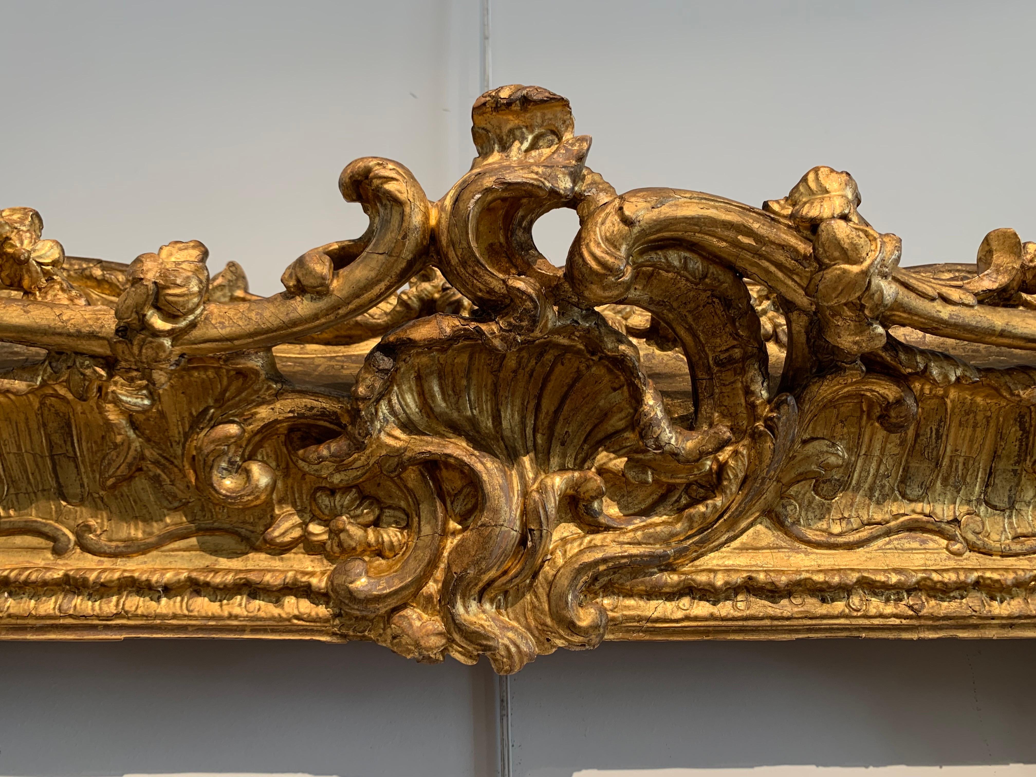 French Asymmetric 18th c. Rococo Frame, carved and gilded wood, circa 1735-40 For Sale 3