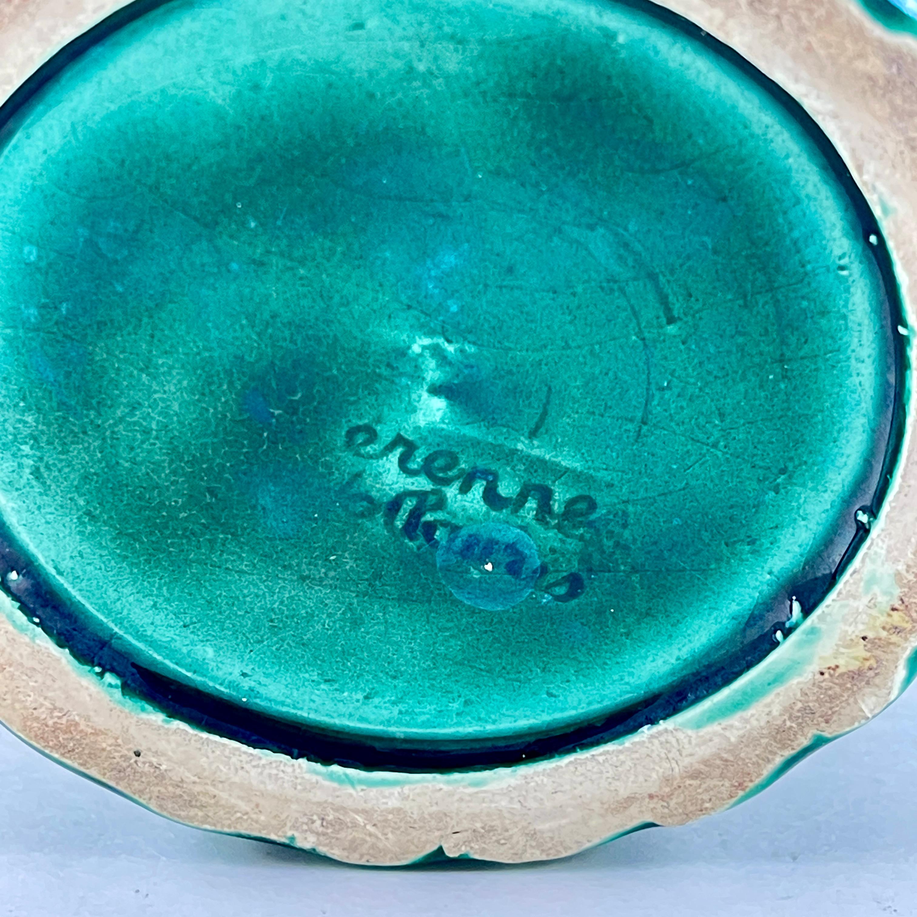 French Atelier Cérenne à Vallauris Green Pottery Wine Jug, 1940s 7