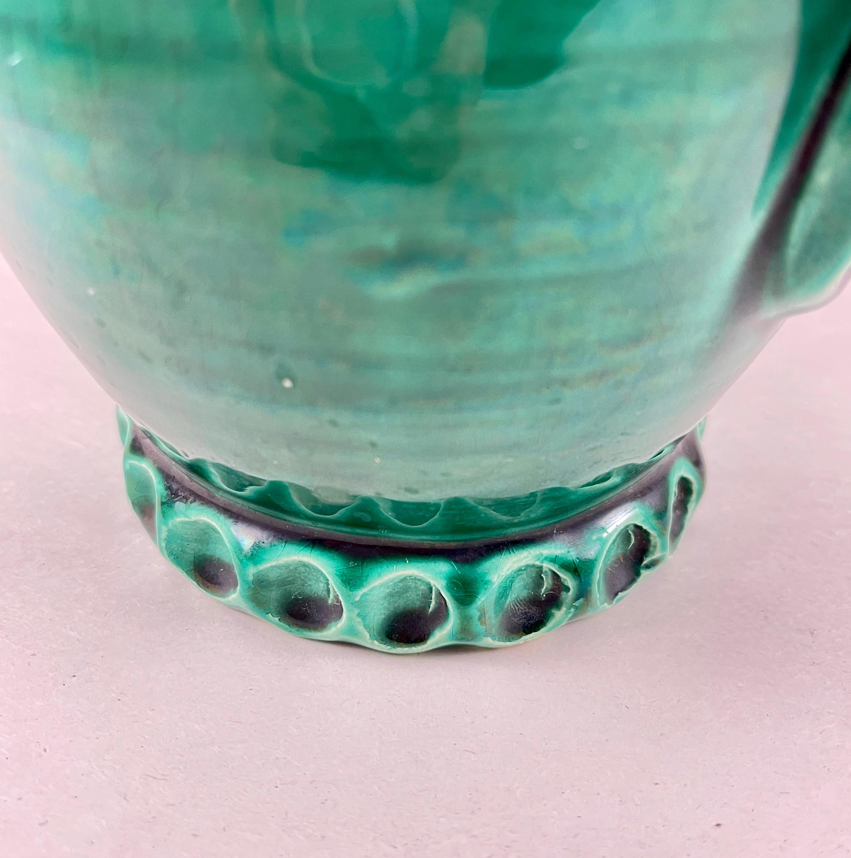 20th Century French Atelier Cérenne à Vallauris Green Pottery Wine Jug, 1940s
