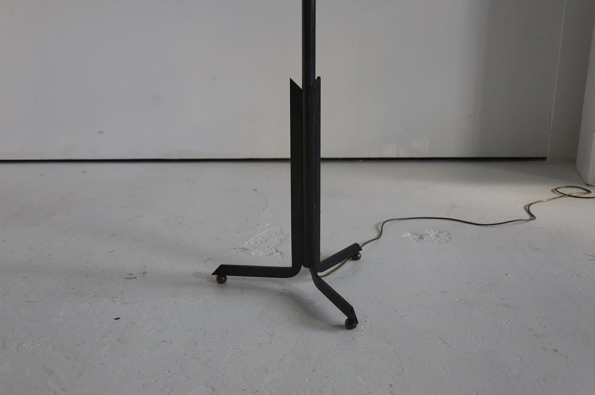 Mid-Century Modern French Atomic Floor Lamp in Bronze and Steel, 1960s For Sale