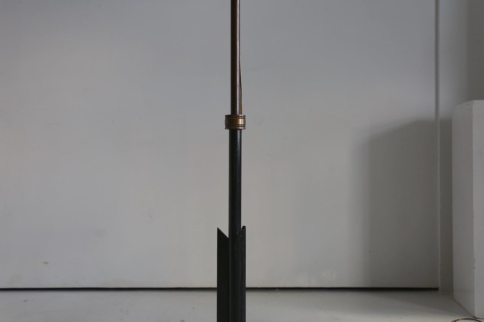 20th Century French Atomic Floor Lamp in Bronze and Steel, 1960s For Sale