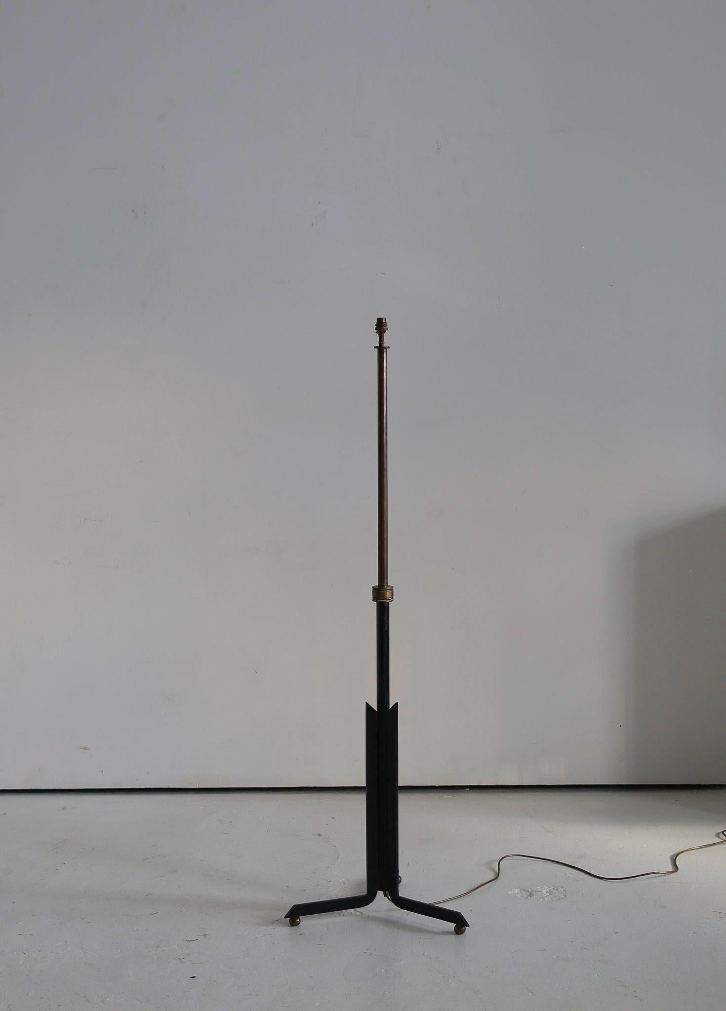 French Atomic Floor Lamp in Bronze and Steel, 1960s For Sale 2