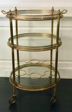 French Attributed to Baguès for Maison Jansen Three-Tier Bar Cart