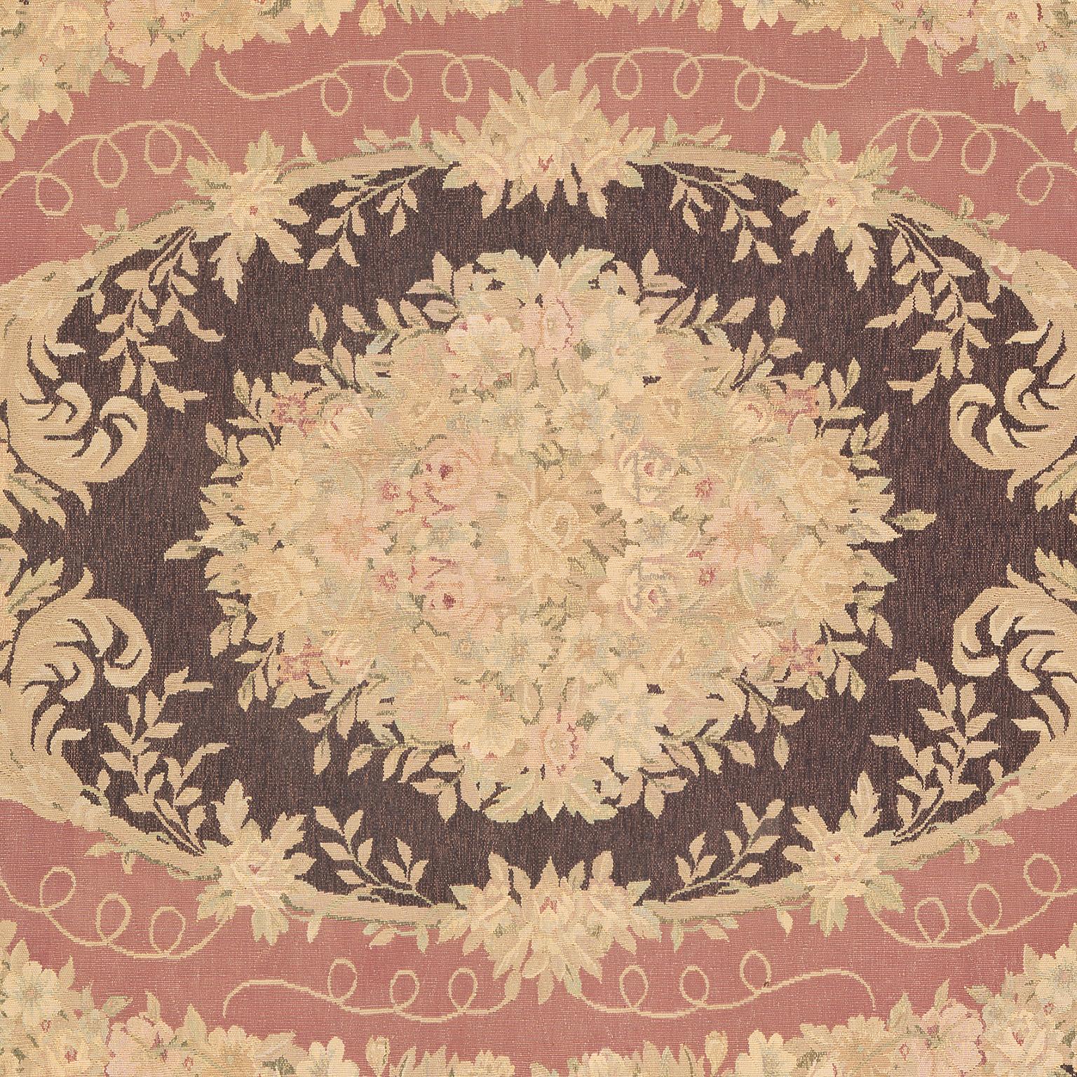 Hand-Woven French Aubusson Carpet, 1920 For Sale
