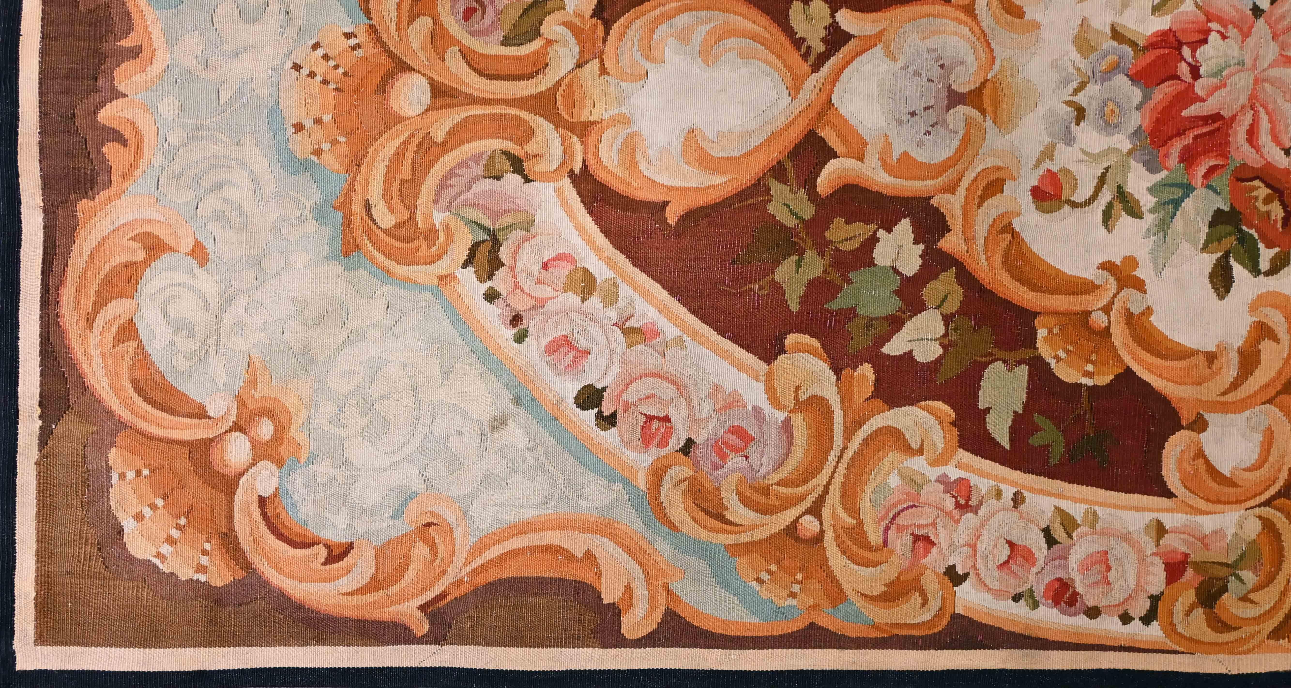 Francese Tappeto Aubusson francese del XIX secolo, stile Napoleone III - 2m20x1m00 - No. 1485 in vendita