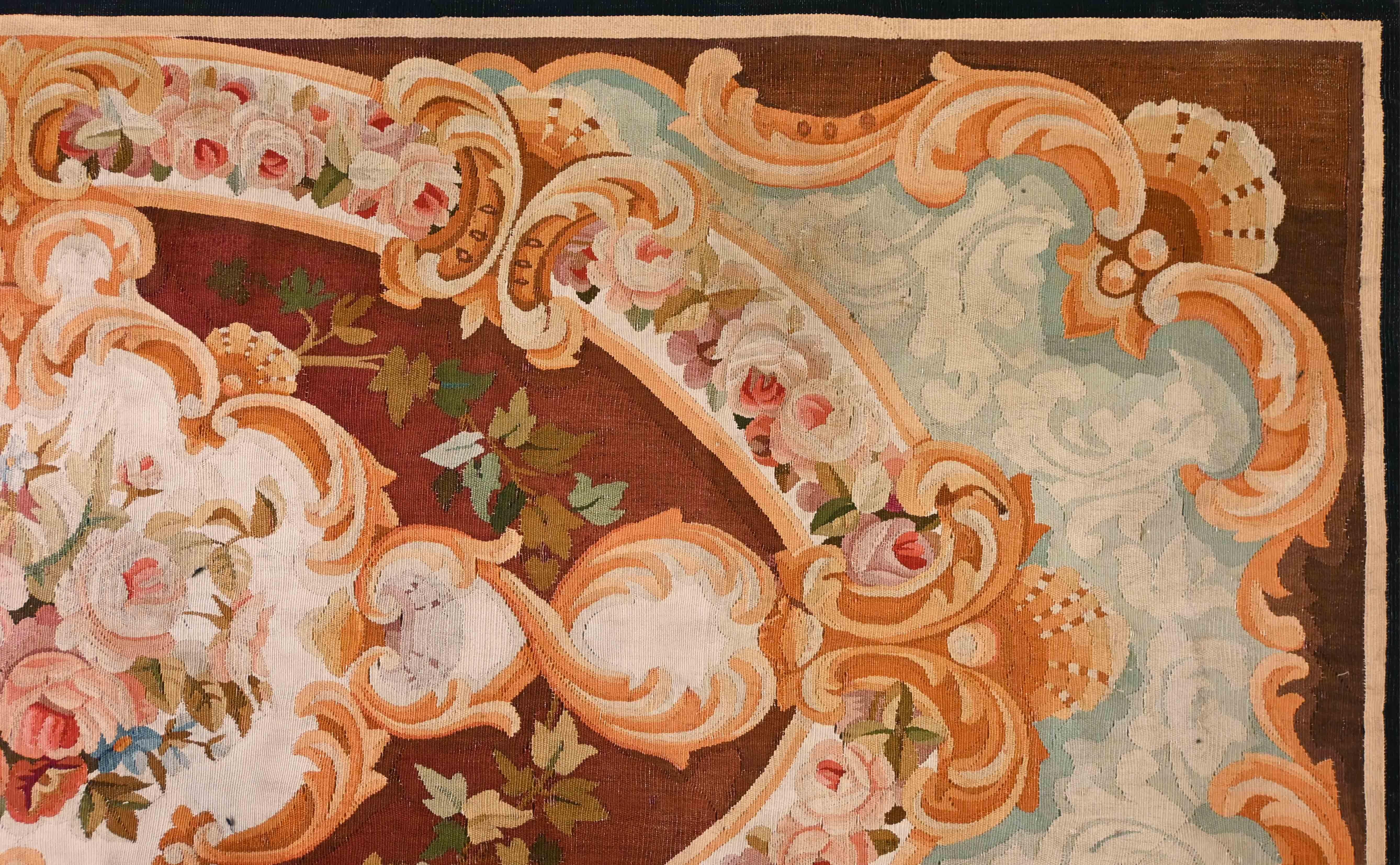 Tappeto Aubusson francese del XIX secolo, stile Napoleone III - 2m20x1m00 - No. 1485 In condizioni ottime in vendita a Paris, FR