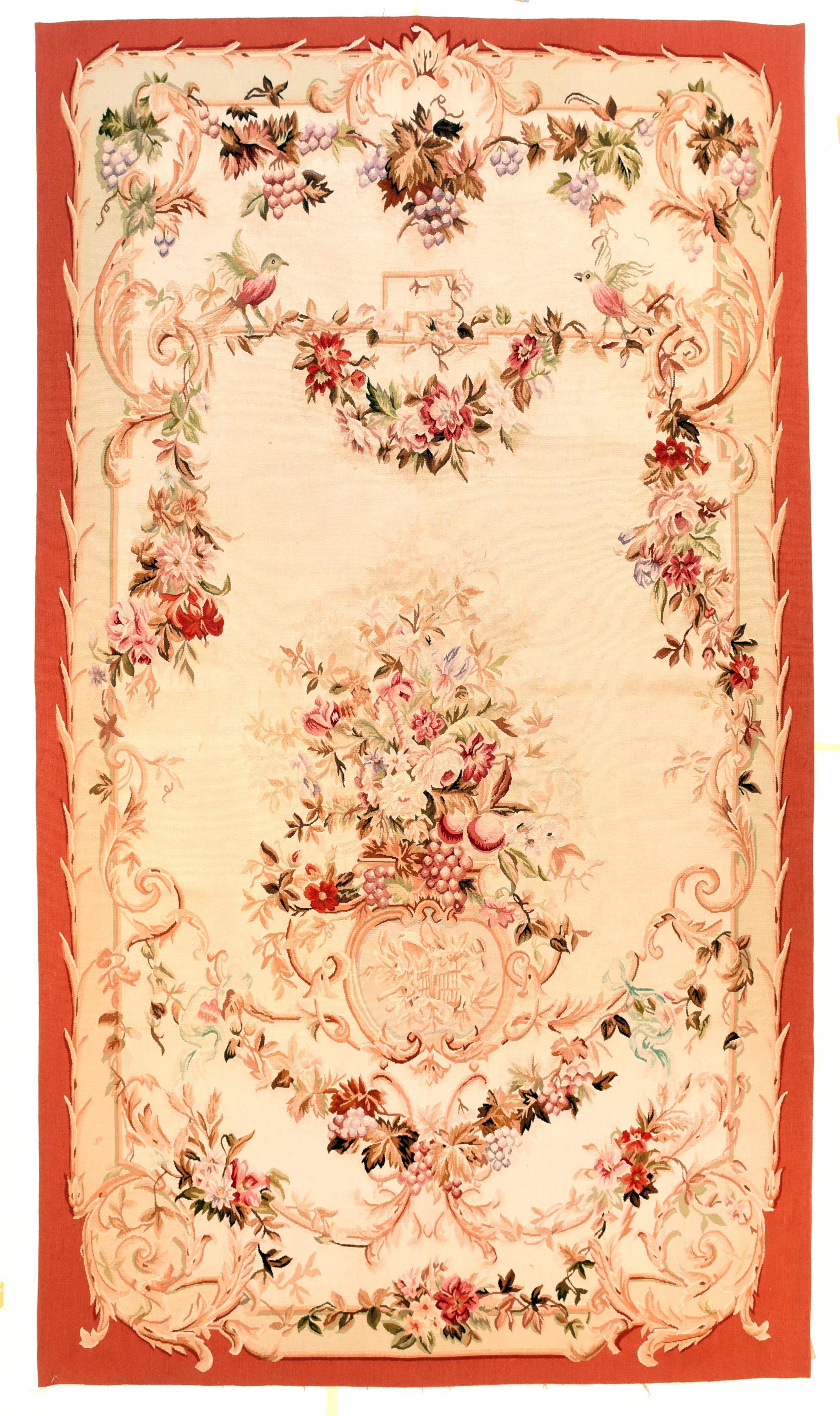 Mid-20th Century French Aubusson Design Panel Rug 4'5'' x 8'10'' For Sale