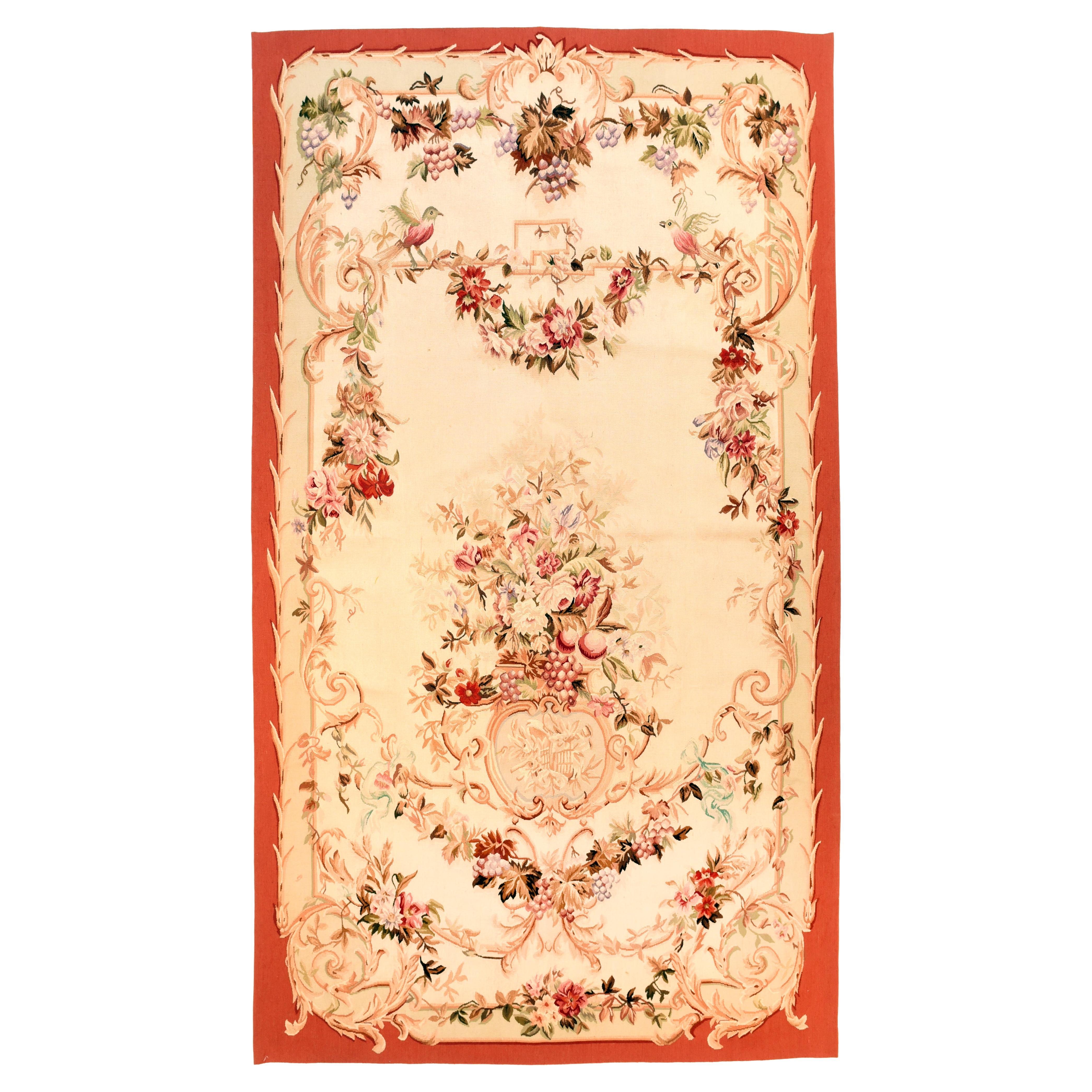 French Aubusson Design Panel Rug 4'5'' x 8'10'' For Sale