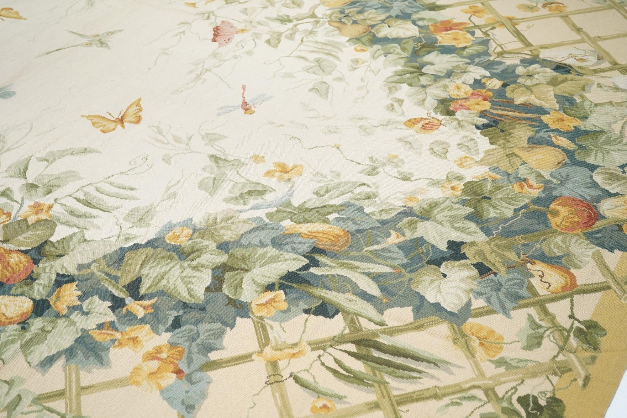 Französischer Teppich im Aubusson-Design 10' x 14' im Angebot 1