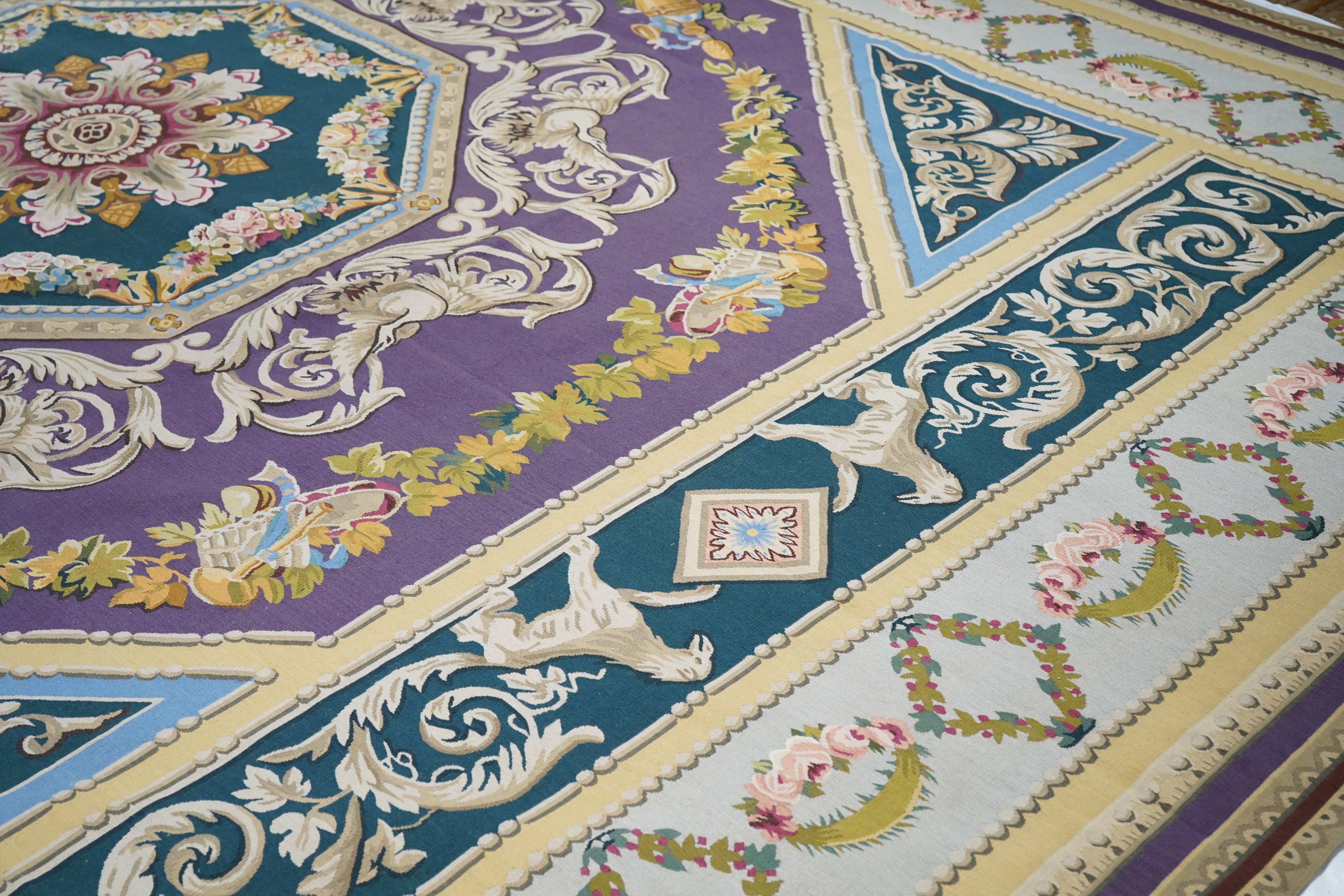 Contemporary French Aubusson Design Rug 12'0'' x 15'0'' For Sale