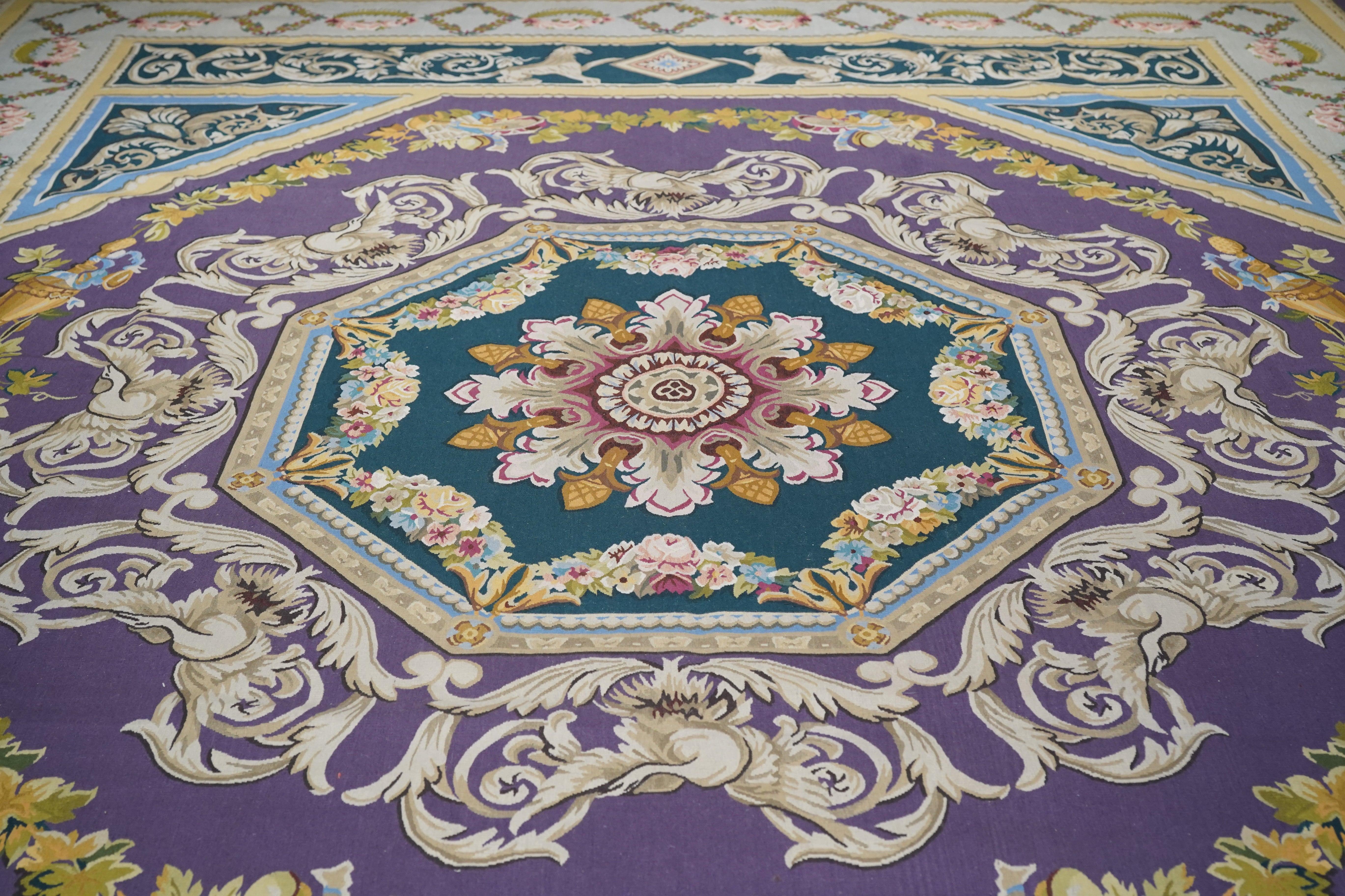 French Aubusson Design Rug 12'0'' x 15'0'' For Sale 2